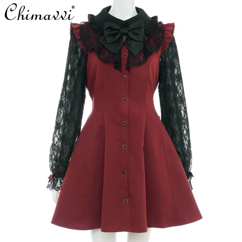 New Japanese SC Cross Lace Bow Long Sleeve Mine Dress 2024 Autumn Clothes Lolita Style Slim-fit Vintage Girls Women Mini Dresses
New Japanese SC Cross Lace Bow Long Sleeve Mine Dress 2024 Autumn Clothes Lolita Style Slim-fit Vintage Girls Women Mini Dresses