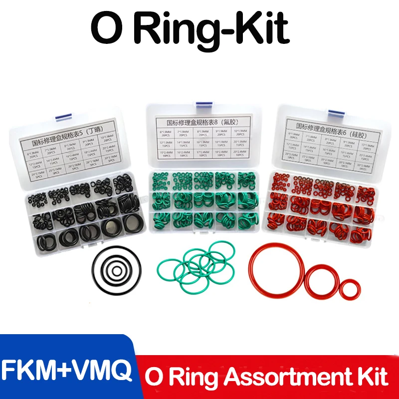FKM Fluororubber O Ring Gasket Assortment Kits VMQ Silicone Rubber O-Ring Sealing Washer Set for Car Repair Air Gas Connections
FKM Fluororubber O Ring Gasket Assortment Kits VMQ Silicone Rubber O-Ring Sealing Washer Set for Car Repair Air Gas Connections