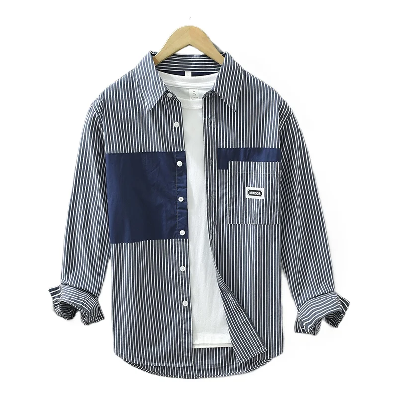 Мужская модная тонкая подростковая хлопковая удобная дышащая полосатая трендовая рубашка в британском стиле для улицы, повседневная хлопковая рубашка с длинными рукавами
Мужская модная тонкая подростковая хлопковая удобная дышащая полосатая трендовая рубашка в британском стиле для улицы, повседневная хлопковая рубашка с длинными рукавами