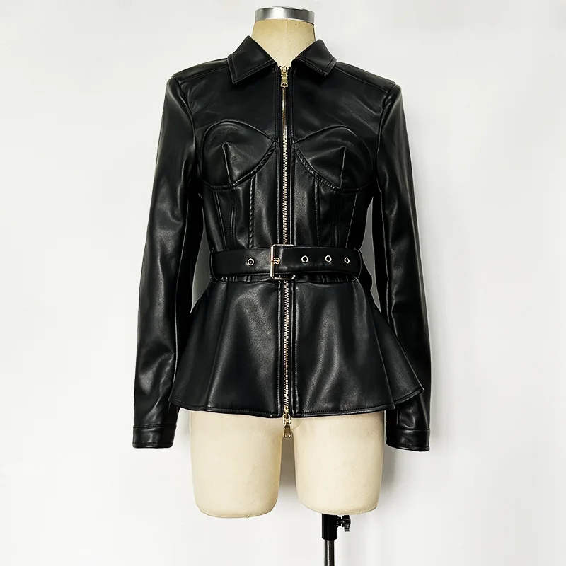 2026 New Arrival High Quality Designed Lady Pu Solid Turn-down Collar Long Sleeve Slim Fitted Coat With Belt for Women
2026 New Arrival High Quality Designed Lady Pu Solid Turn-down Collar Long Sleeve Slim Fitted Coat With Belt for Women