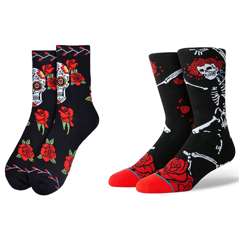 2 Pairs/Pack Retro Red Rose Skull Colorful Skeleton Unisex Crew Socks Cotton Gothic Couple Stockings Novelty Women Men Socks
2 Pairs/Pack Retro Red Rose Skull Colorful Skeleton Unisex Crew Socks Cotton Gothic Couple Stockings Novelty Women Men Socks