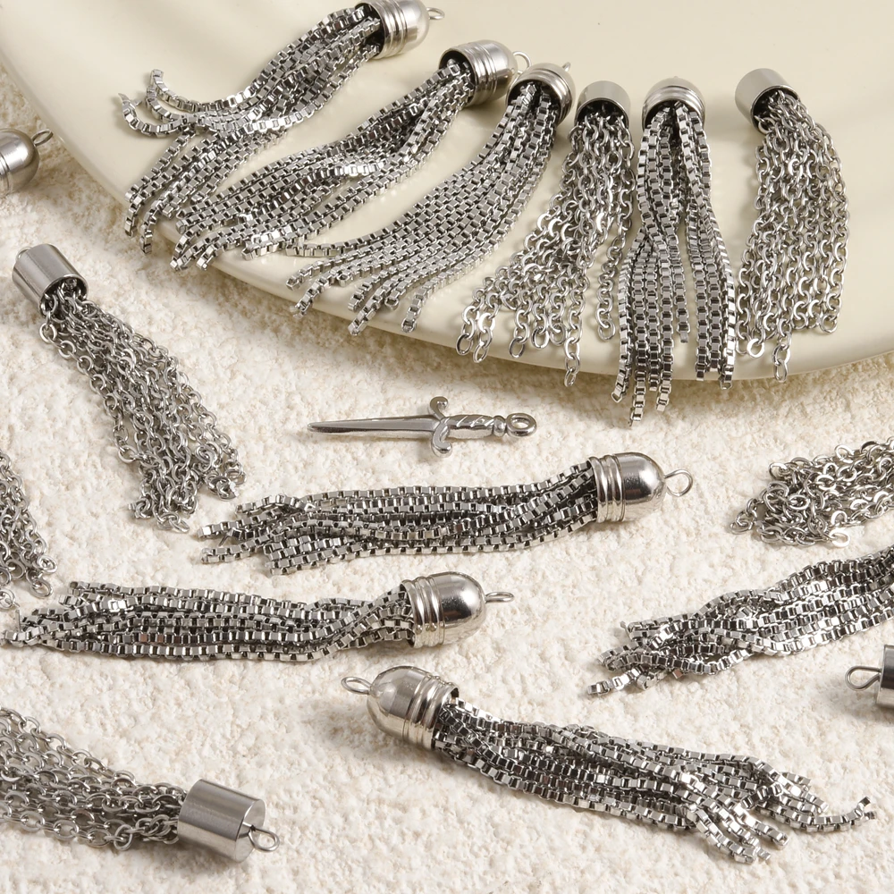 7Pcs/Lot Stainless Steel Long Chain Tassels For Earrings Necklaces Components DIY Charms Materiales Bisutería Jewelry Wholesale
7Pcs/Lot Stainless Steel Long Chain Tassels For Earrings Necklaces Components DIY Charms Materiales Bisutería Jewelry Wholesale