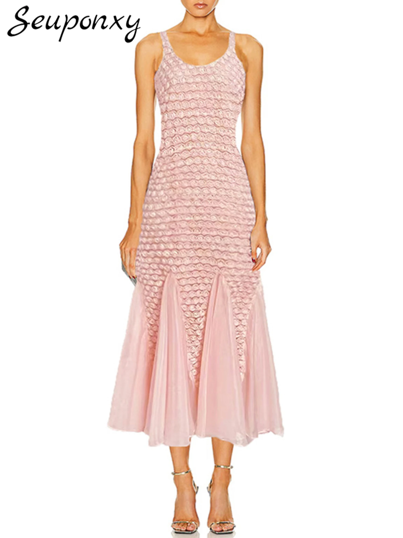 High Quality Women'S Sexy Sleeveless V-Neck Beaded 3D Flower Mesh Patchwork Maxi Dress Elegant Evening Party Dress Vestidos
High Quality Women'S Sexy Sleeveless V-Neck Beaded 3D Flower Mesh Patchwork Maxi Dress Elegant Evening Party Dress Vestidos