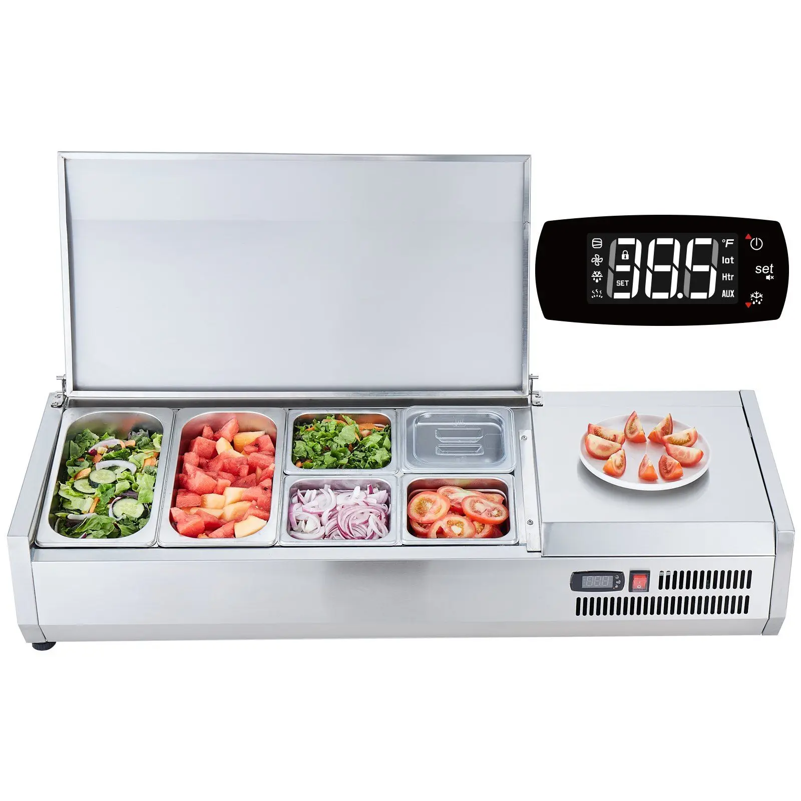 Commercial Condiment Prep Station 135W Countertop 2 1/3 Pans 4 1/6 Pans 304 Stainless Steel Automatic Defrost
Commercial Condiment Prep Station 135W Countertop 2 1/3 Pans 4 1/6 Pans 304 Stainless Steel Automatic Defrost