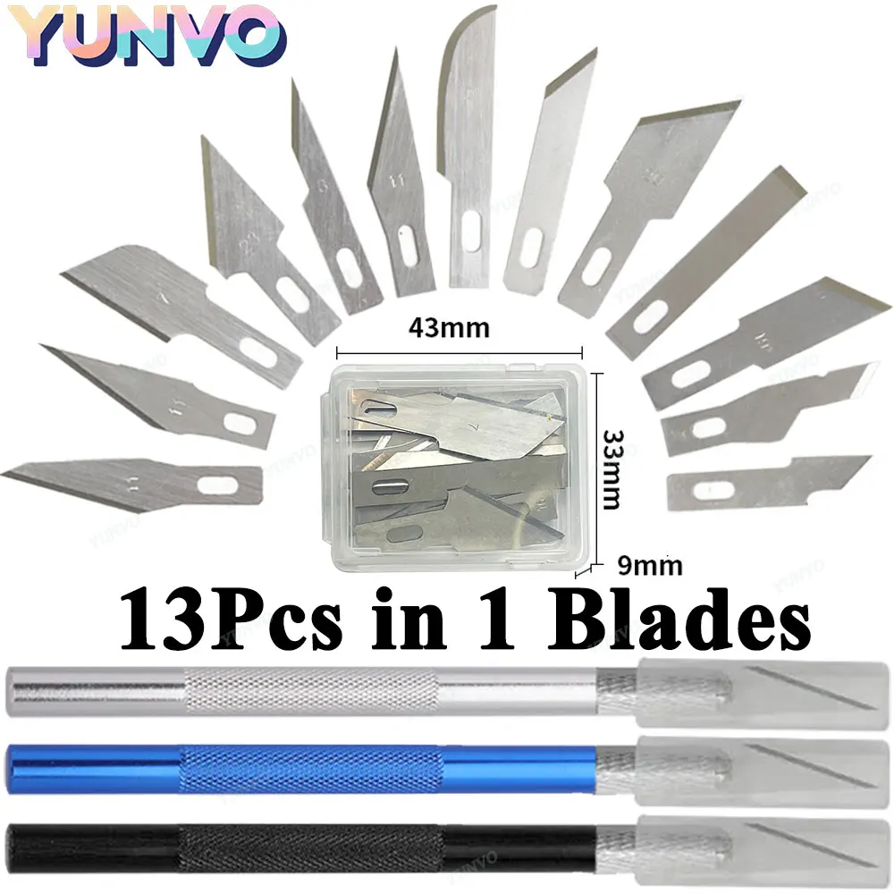 13Pcs Knives With Blades Repair Hand Repair Tools Engraving Non-Slip Metal Scalpel Knife Tools Kit Paper Cutter Engraving Craft
13Pcs Knives With Blades Repair Hand Repair Tools Engraving Non-Slip Metal Scalpel Knife Tools Kit Paper Cutter Engraving Craft