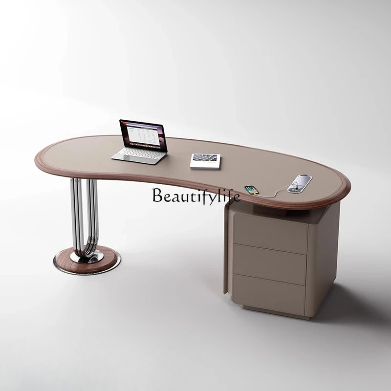 Retro style saddle leather desk Italian minimalist household dual-purpose desk with auxiliary cabinet
Retro style saddle leather desk Italian minimalist household dual-purpose desk with auxiliary cabinet
