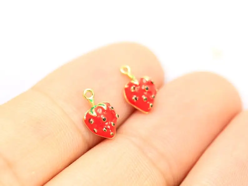 6pcs Enamel Mini Strawberry Charms, Real Gold plated, Cute Earring Charms, Bracelet Charms, Jewelry making - G115
6pcs Enamel Mini Strawberry Charms, Real Gold plated, Cute Earring Charms, Bracelet Charms, Jewelry making - G115