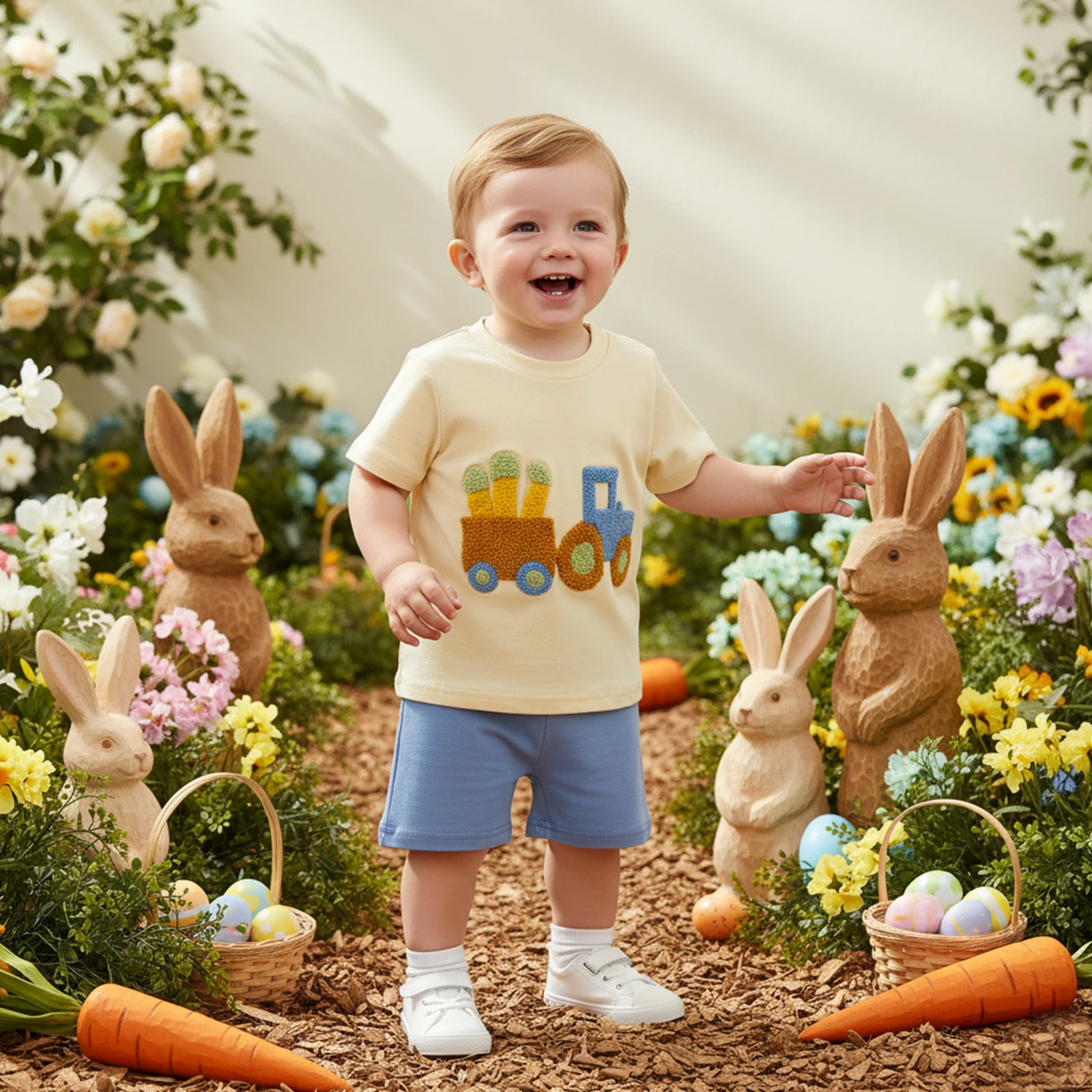 FOCUSNORM 0-3Y Toddler Baby Boys Easter Clothes Sets Carrot Truck Embroidered Short Sleeve T-Shirts and Solid Shorts 2 Piece Set
FOCUSNORM 0-3Y Toddler Baby Boys Easter Clothes Sets Carrot Truck Embroidered Short Sleeve T-Shirts and Solid Shorts 2 Piece Set