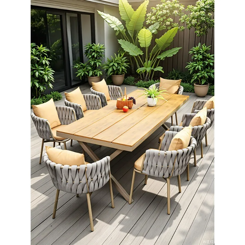 Outdoor tables and chairs courtyard garden outdoor aluminum alloy table terrace balcony Nordic creative leisure rattan table and
Outdoor tables and chairs courtyard garden outdoor aluminum alloy table terrace balcony Nordic creative leisure rattan table and
