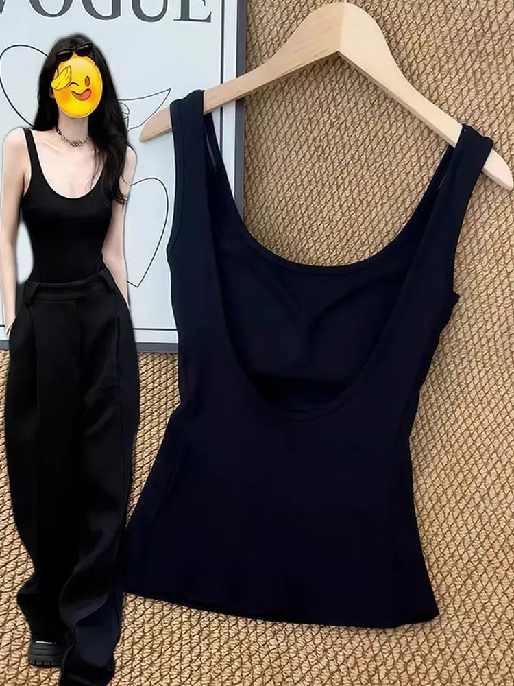 plus Size Women's Black American Style U-Neck Backless Vest with Chest Pad Slimming Top Summer Vintage Commute Style
plus Size Women's Black American Style U-Neck Backless Vest with Chest Pad Slimming Top Summer Vintage Commute Style