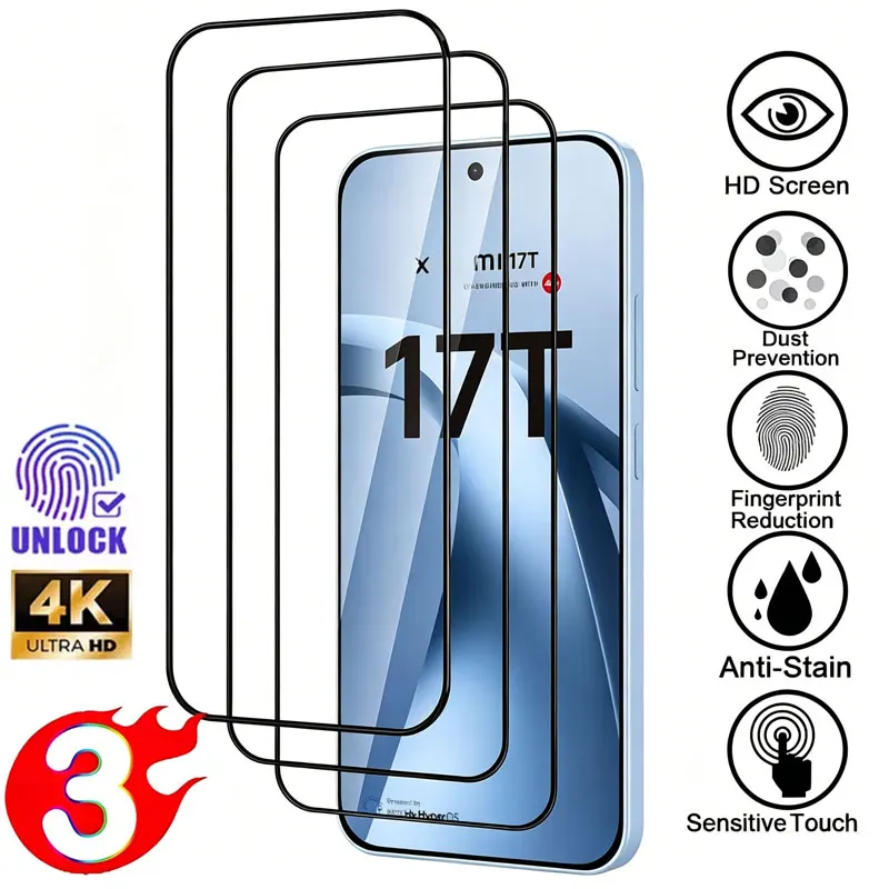 3PCS Full Coverage Screen Protectors For Xiaomi 17T 17 Pro Max 15 15T 14T 13T 12T 11T Pro Fingerprint Unlocking Tempered Glass
3PCS Full Coverage Screen Protectors For Xiaomi 17T 17 Pro Max 15 15T 14T 13T 12T 11T Pro Fingerprint Unlocking Tempered Glass