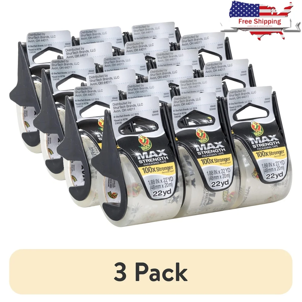 3 Pack Heavy Duty Clear Rubber Packing Tape 1.88" x 22 yd Strong Adhesive Shipping Moving Storage 6 Dispenser
3 Pack Heavy Duty Clear Rubber Packing Tape 1.88" x 22 yd Strong Adhesive Shipping Moving Storage 6 Dispenser