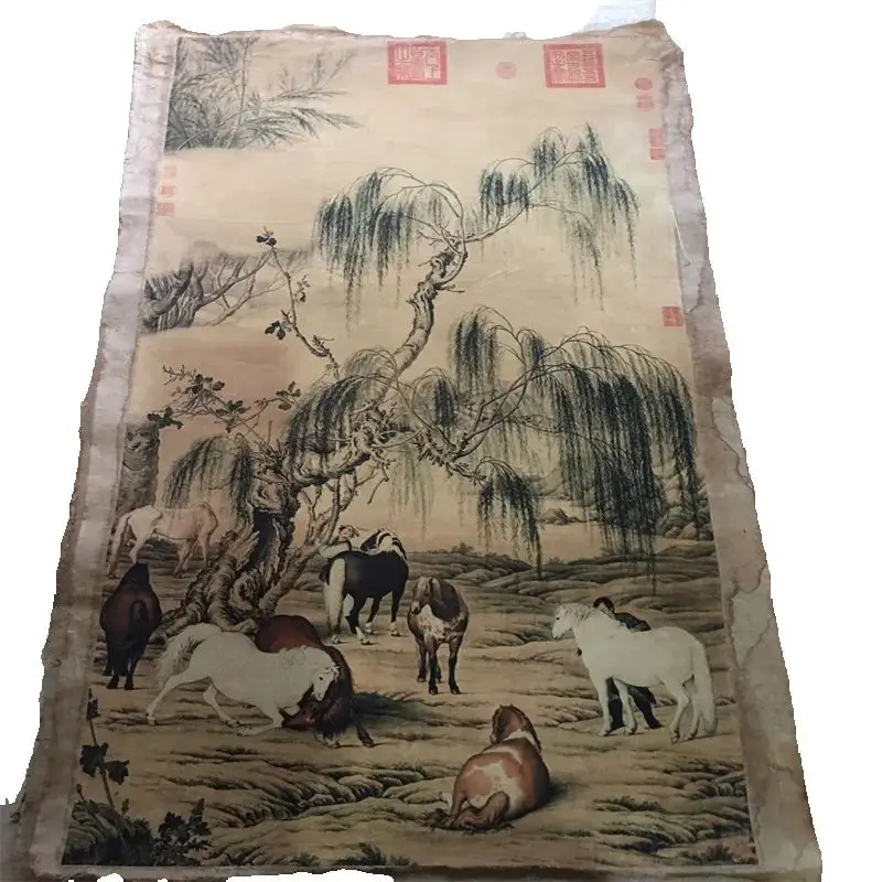 Chinese Old Scroll Painter Lang Shining's Eight Horses Painting ,Rice Paper Painting Slice
Chinese Old Scroll Painter Lang Shining's Eight Horses Painting ,Rice Paper Painting Slice