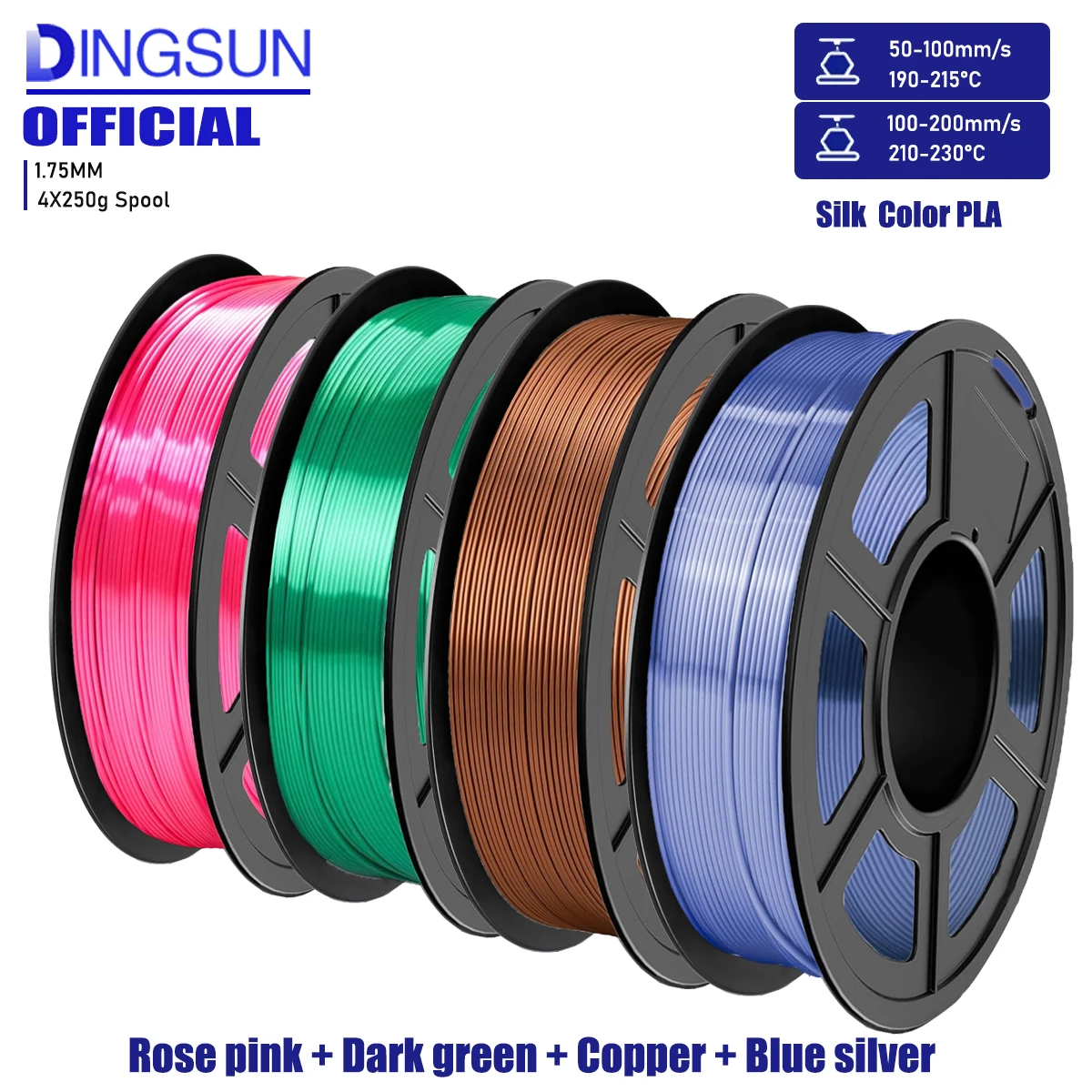Silk PLA Filament 1.75mm, Silk PLA 3D Printer Filament, 200g/250g/500g/1000g Spool, Fit Most FDM 3D Printer
Silk PLA Filament 1.75mm, Silk PLA 3D Printer Filament, 200g/250g/500g/1000g Spool, Fit Most FDM 3D Printer
