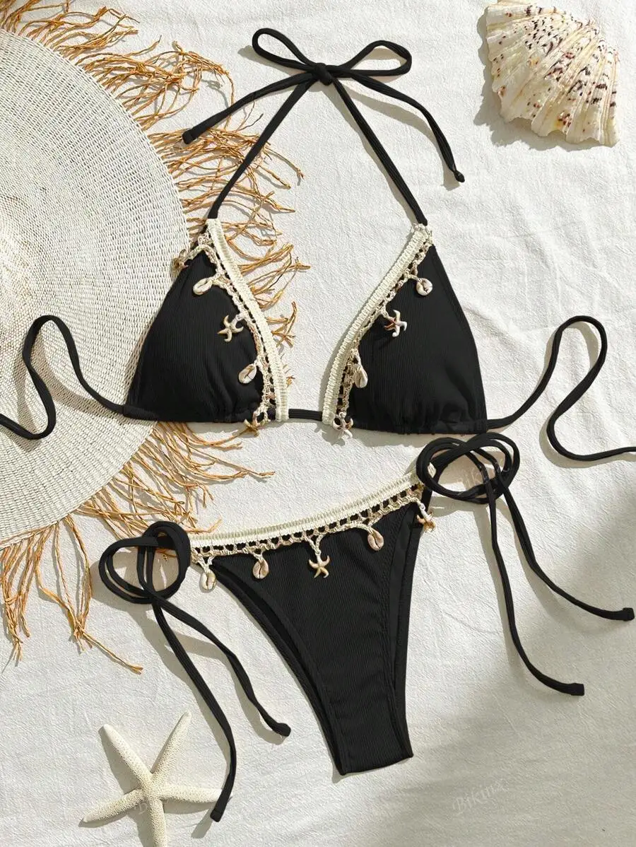 Bikinx женский сплошной цвет, лента, украшение в виде ракушки, треугольная чашка, комплект бикини на шнуровке для пляжного отдыха, лето
Bikinx женский сплошной цвет, лента, украшение в виде ракушки, треугольная чашка, комплект бикини на шнуровке для пляжного отдыха, лето