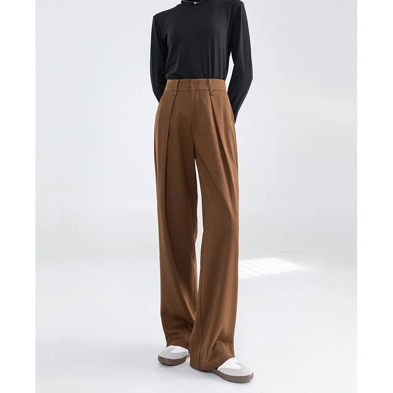 Fashion Simple Maillard Brown Straight Leg Pants, Women's Spring and Autumn New Tencel Wool High-waisted Casual Suit Pants Women
Fashion Simple Maillard Brown Straight Leg Pants, Women's Spring and Autumn New Tencel Wool High-waisted Casual Suit Pants Women