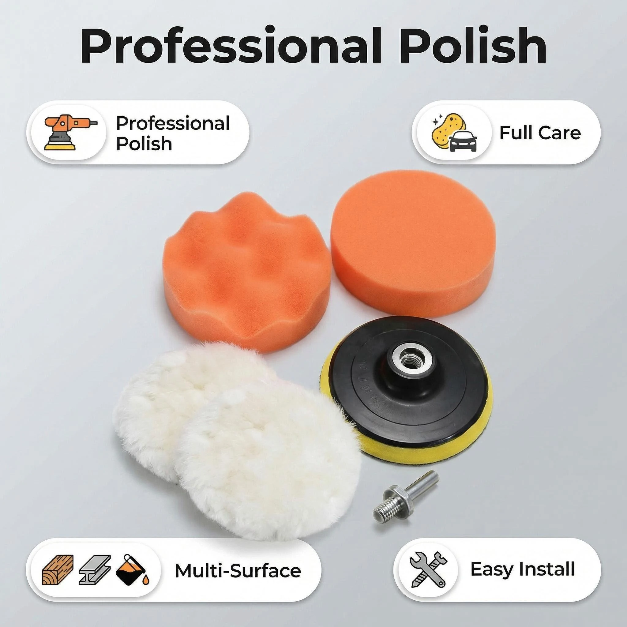 Car Polishing Sponge Pad Set, Foam Pad, For Polishing Machines, Suitable For Cars And Motorcycles, To Remove Scratches.
Car Polishing Sponge Pad Set, Foam Pad, For Polishing Machines, Suitable For Cars And Motorcycles, To Remove Scratches.
