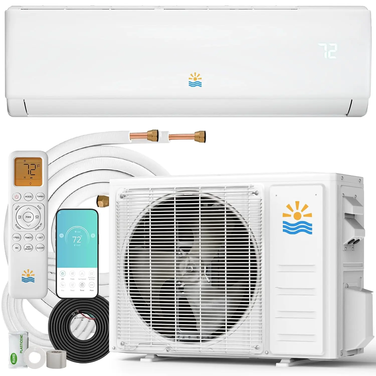 Mini Split Air Conditioner - 18000 BTU Ductless Mini Split Ac/Heating System, 1250Sq.Ft, 208/230V 21SEER2 Wifi Enabled, Custom
Mini Split Air Conditioner - 18000 BTU Ductless Mini Split Ac/Heating System, 1250Sq.Ft, 208/230V 21SEER2 Wifi Enabled, Custom