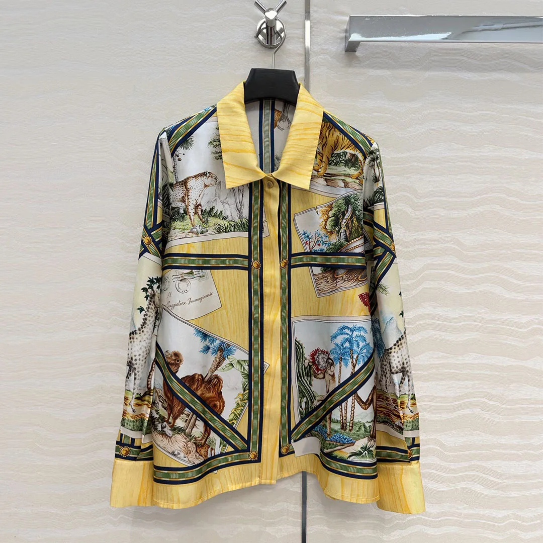 2026 Early Spring Luxury 100% Silk Shirt Women Animal Print Pattern Lapel Long Sleeve Elegant Lady Chic Retro Loose Blouse
2026 Early Spring Luxury 100% Silk Shirt Women Animal Print Pattern Lapel Long Sleeve Elegant Lady Chic Retro Loose Blouse