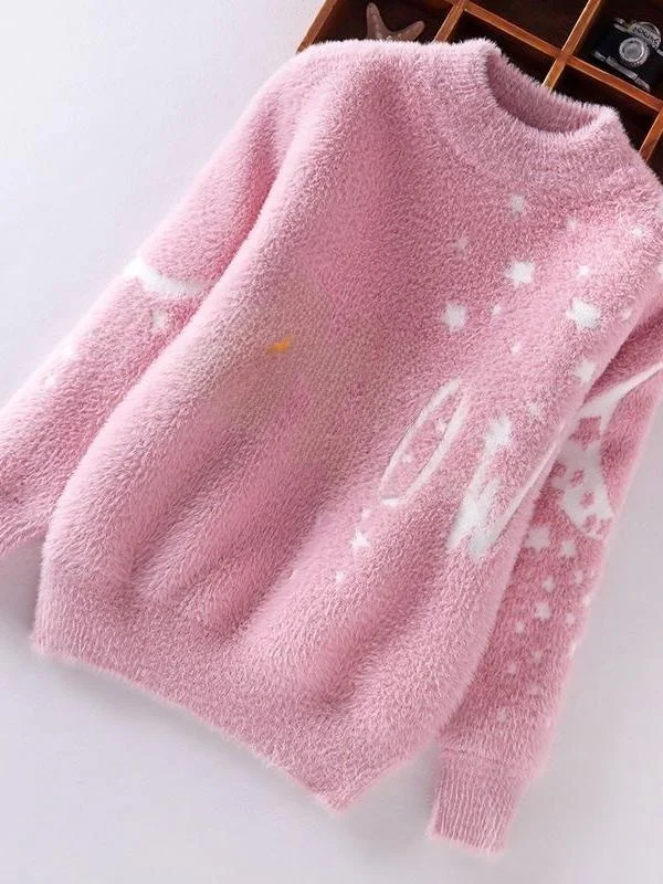 Thiened round Ne Knitted Sweater for Children Mink Velvet Base irt Autumn Winter New Sle Cotton Long Sve Girls Top
Thiened round Ne Knitted Sweater for Children Mink Velvet Base irt Autumn Winter New Sle Cotton Long Sve Girls Top