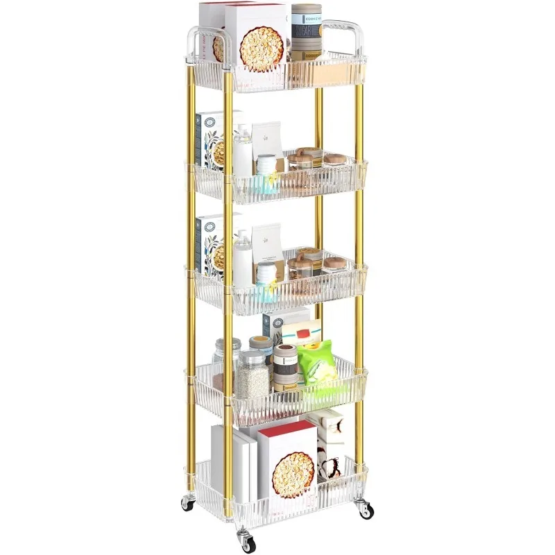 5-Tier Rolling Cart, Gold, Modern, Metal Frame, Tiered Shelf, 5 Shelves, Kitchen, Living Room, Bedroom, Office, Bathroom
5-Tier Rolling Cart, Gold, Modern, Metal Frame, Tiered Shelf, 5 Shelves, Kitchen, Living Room, Bedroom, Office, Bathroom