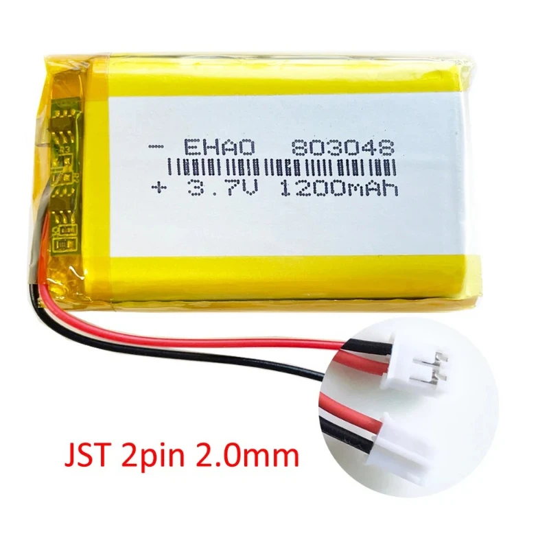 3.7V 1200mAh Lipo Rechargeable Battery 803048 + JST 2Pin Plug For GPS Bluetooth Recorder Headset Camera Navigator Headlight
3.7V 1200mAh Lipo Rechargeable Battery 803048 + JST 2Pin Plug For GPS Bluetooth Recorder Headset Camera Navigator Headlight