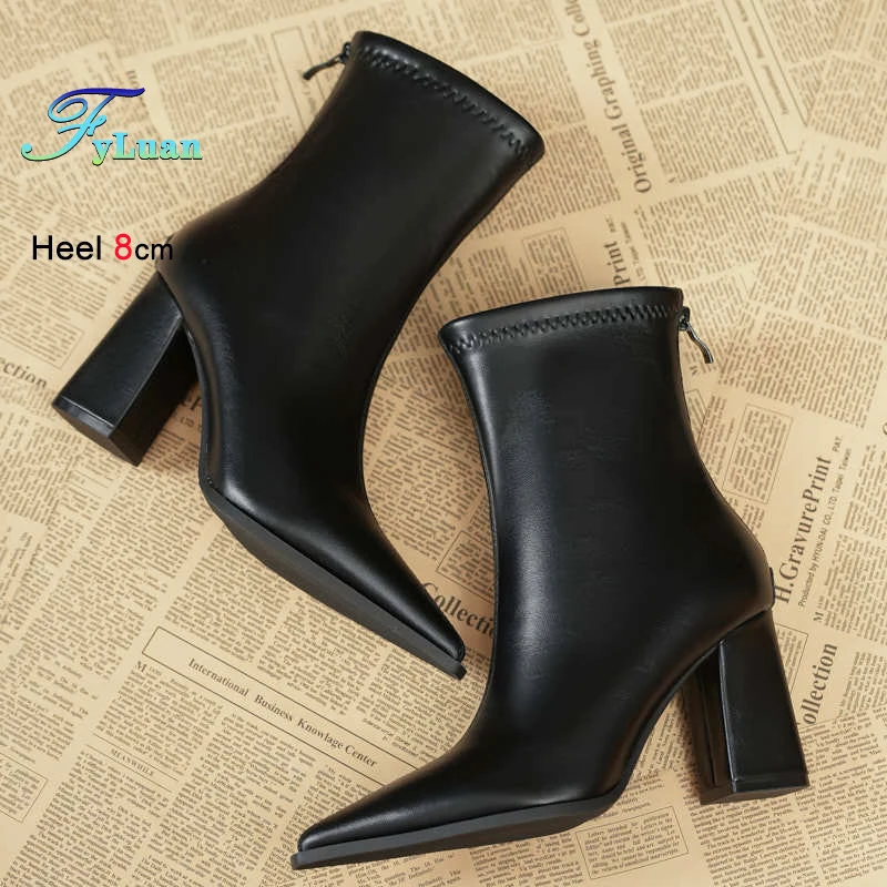 Pointy Toe Mid-calf Boots With Back Zipper Women 6CM 8CM Chunky Heel Stylish Winter Shoes Elastic Leather Woman Chelsea Boots
Pointy Toe Mid-calf Boots With Back Zipper Women 6CM 8CM Chunky Heel Stylish Winter Shoes Elastic Leather Woman Chelsea Boots