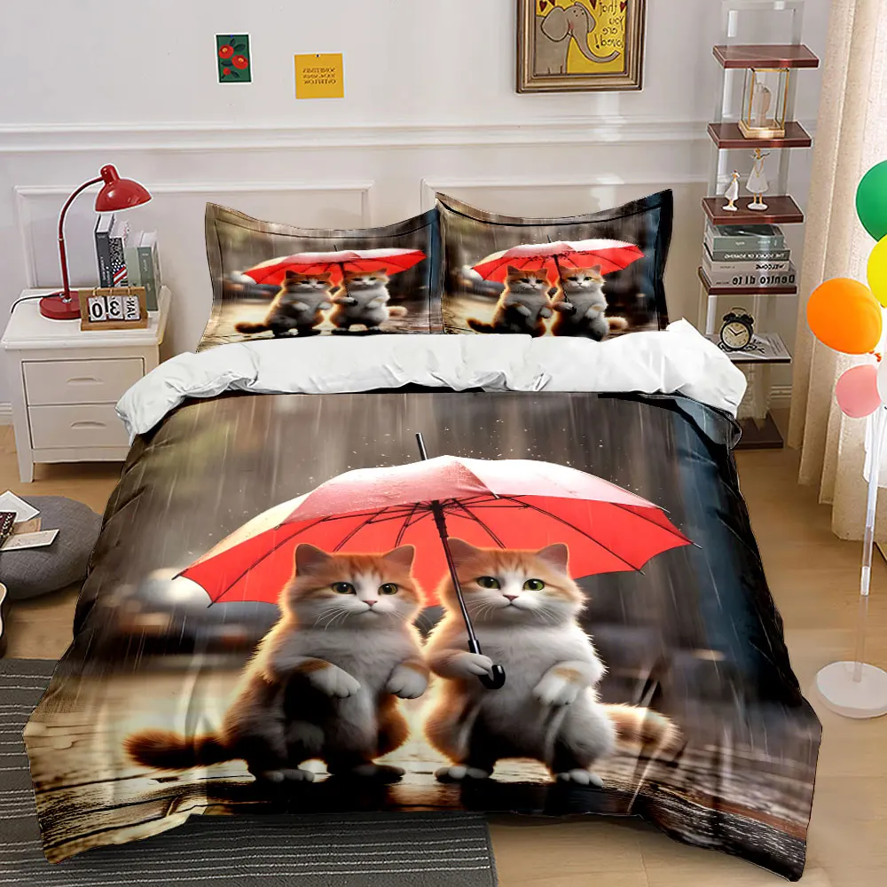 Rainy Day Cat Trio Set Soft Comfortable Duvet Cover Bedding Set Included 1*Duvet Cover & 2*Pillowcases, gift
Rainy Day Cat Trio Set Soft Comfortable Duvet Cover Bedding Set Included 1*Duvet Cover & 2*Pillowcases, gift