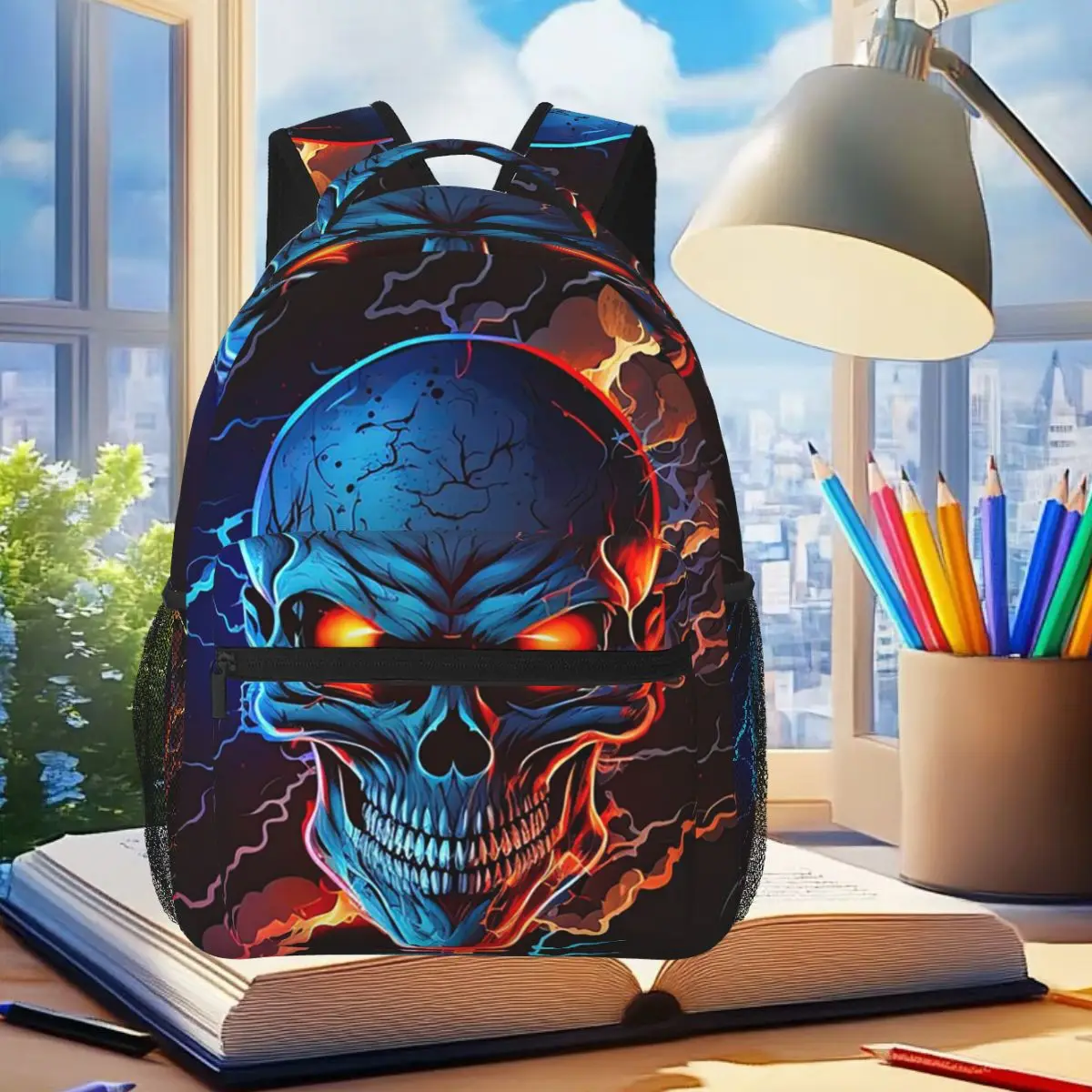Thunder Skulls Red Lightning Metal Halloween Backpack Student Boys Girls BookBag School Bag Computer Shoulder Bags for Men Women
Thunder Skulls Red Lightning Metal Halloween Backpack Student Boys Girls BookBag School Bag Computer Shoulder Bags for Men Women