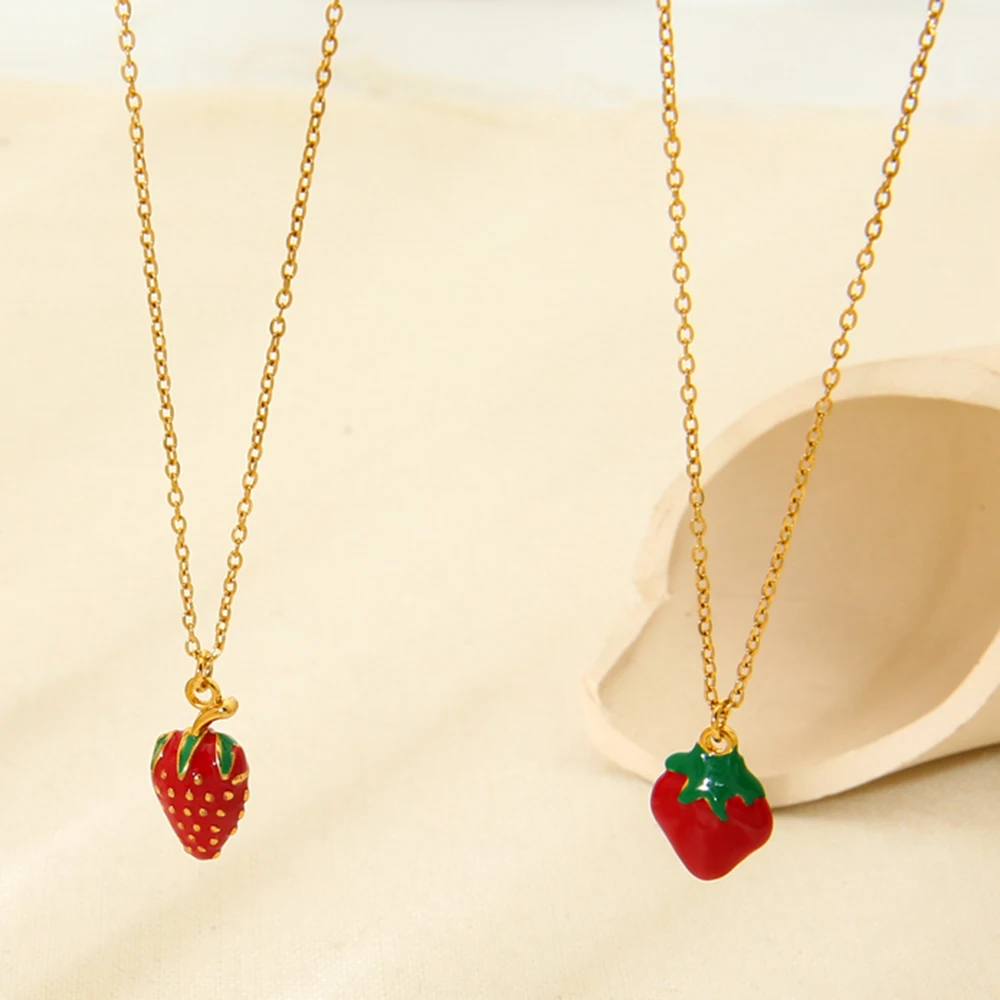 Trendy 18k Gold Plated Stainless Steel Strawberry Charm Pendant Necklace Women's Fashion Jewelry Profect Gift
Trendy 18k Gold Plated Stainless Steel Strawberry Charm Pendant Necklace Women's Fashion Jewelry Profect Gift