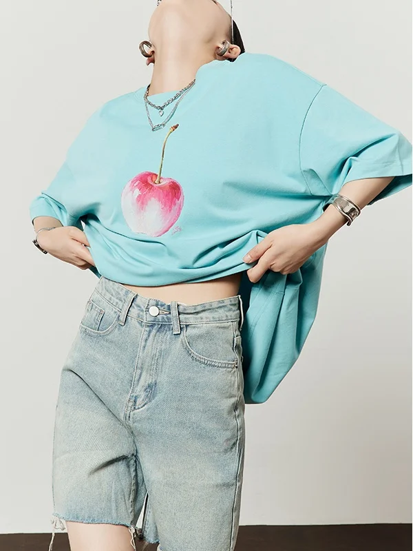 Casual Loose Women's T-shirt Set Summer 2025 New Print Denim Shorts Straight Leg Natural Waist Other Material Ladies Shorts
Casual Loose Women's T-shirt Set Summer 2025 New Print Denim Shorts Straight Leg Natural Waist Other Material Ladies Shorts