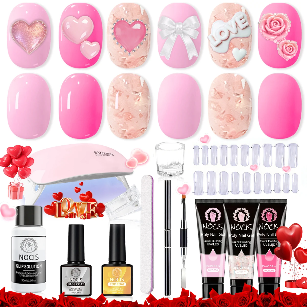 NOCIS 3 Colors Nude Poly Builder Gel Kit UV Light Nail Extension Complete Tools Set For DIY Nail Art Beginners Salon Use
NOCIS 3 Colors Nude Poly Builder Gel Kit UV Light Nail Extension Complete Tools Set For DIY Nail Art Beginners Salon Use