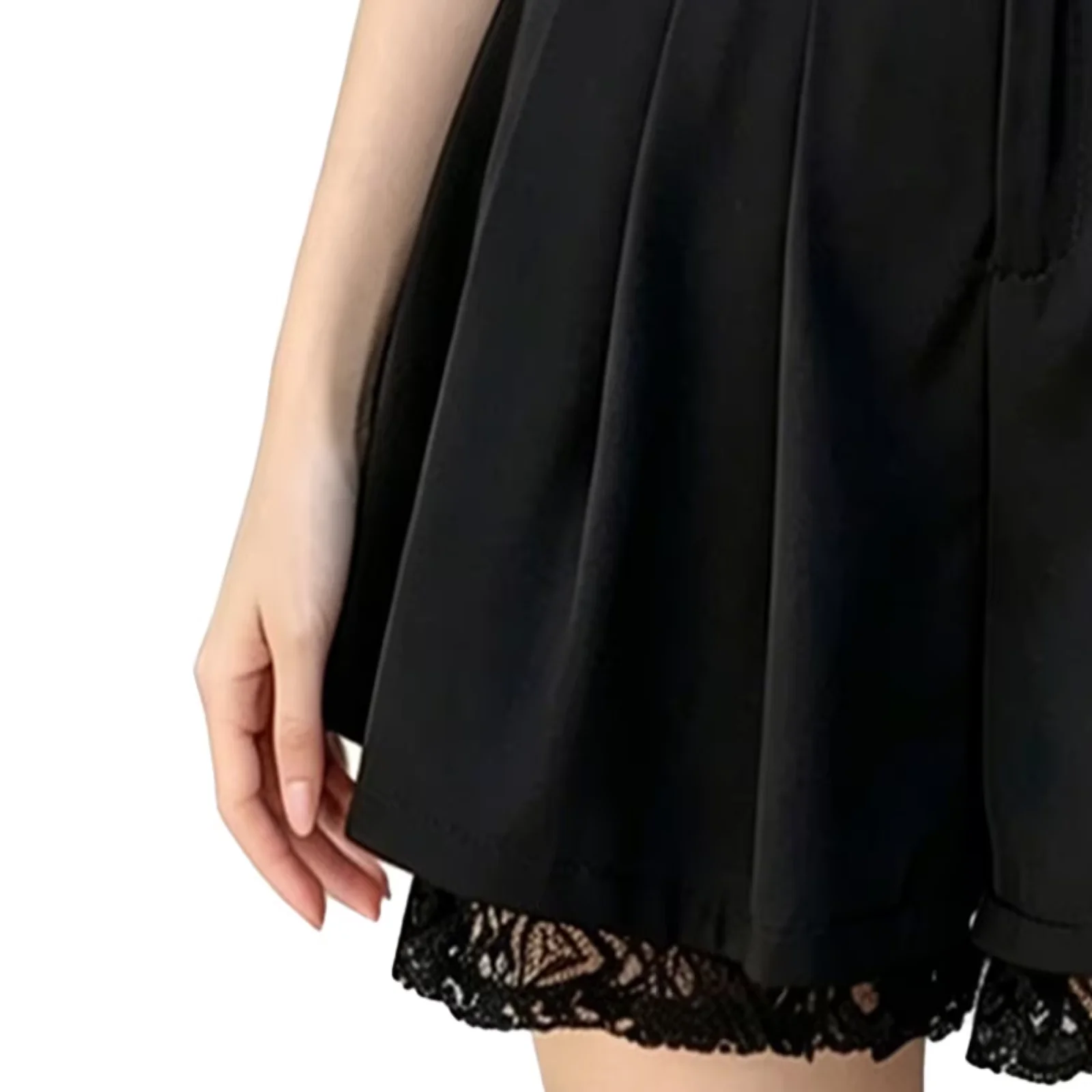 Women High Waist Culottes Pleated Wide Legs Floral Lace Trim Dressy Shorts Solid Color Short Trousers Fashion Casual Clothing
Women High Waist Culottes Pleated Wide Legs Floral Lace Trim Dressy Shorts Solid Color Short Trousers Fashion Casual Clothing