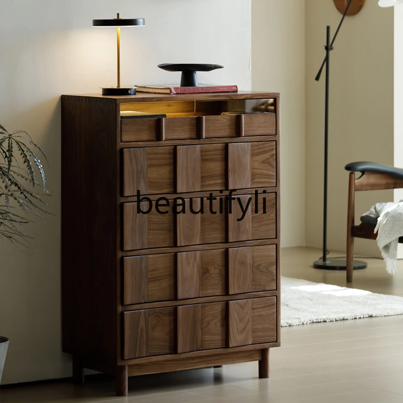Black walnut chest cabinet, living room, bedroom, storage, household five-bucket antique side cabinet
Black walnut chest cabinet, living room, bedroom, storage, household five-bucket antique side cabinet