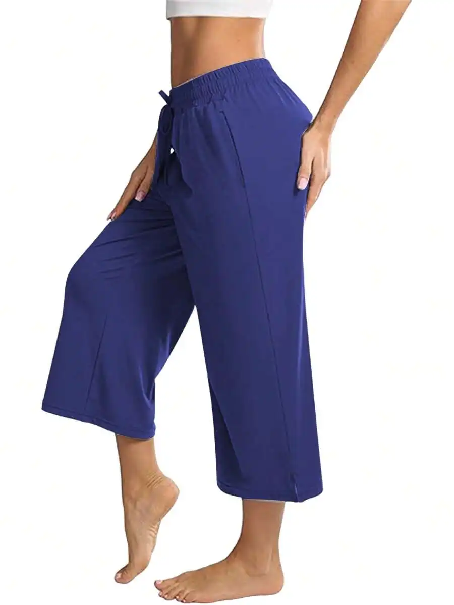 Womens Wide Leg Cropped Pants High Waisted Drawstring Loose Fitness Pants
Womens Wide Leg Cropped Pants High Waisted Drawstring Loose Fitness Pants