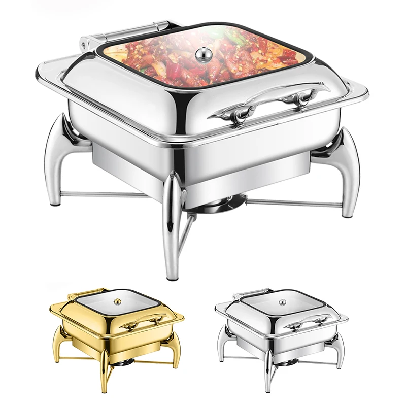 Deluxe Wedding Chaffing Dishes Buffet Catering Stainless Steel Square Food Warmer Chafing Dishes With Visual Lid
Deluxe Wedding Chaffing Dishes Buffet Catering Stainless Steel Square Food Warmer Chafing Dishes With Visual Lid
