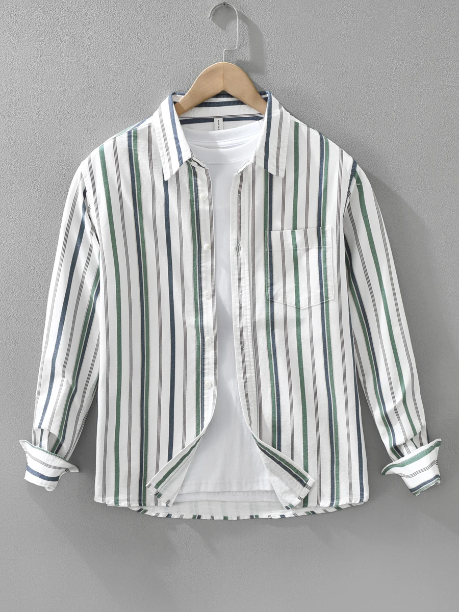 Striped shirt men's lapel single-breasted loose casual and comfortable pure cotton spring and summer top fashionable versatile
Striped shirt men's lapel single-breasted loose casual and comfortable pure cotton spring and summer top fashionable versatile