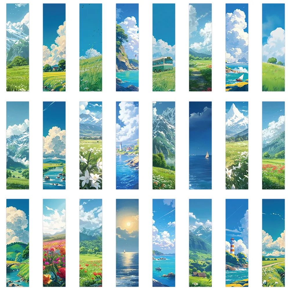 24Pcs/Set Aesthetic Scenic Bookmarks, Summer Landscape Watercolor Mountain Sea View, Travel Adventure Paper Reading Bookmarks
24Pcs/Set Aesthetic Scenic Bookmarks, Summer Landscape Watercolor Mountain Sea View, Travel Adventure Paper Reading Bookmarks
