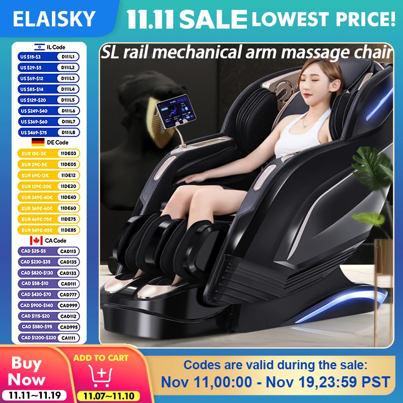 Luxury Full Body Massage Chair with ABS Shell, AI Voice Control, SL Track, Thai Stretch, Bluetooth, LED Lights & Leg Stretch
Luxury Full Body Massage Chair with ABS Shell, AI Voice Control, SL Track, Thai Stretch, Bluetooth, LED Lights & Leg Stretch