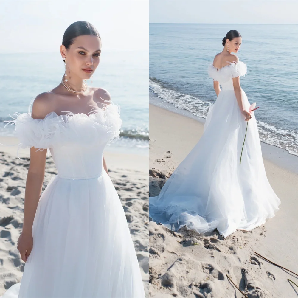 Customized Exquisite White Organza Wedding Dress High Quality Boat Neck Off the Shoulder Short Sleeves Backless Bridal Gowns
Customized Exquisite White Organza Wedding Dress High Quality Boat Neck Off the Shoulder Short Sleeves Backless Bridal Gowns