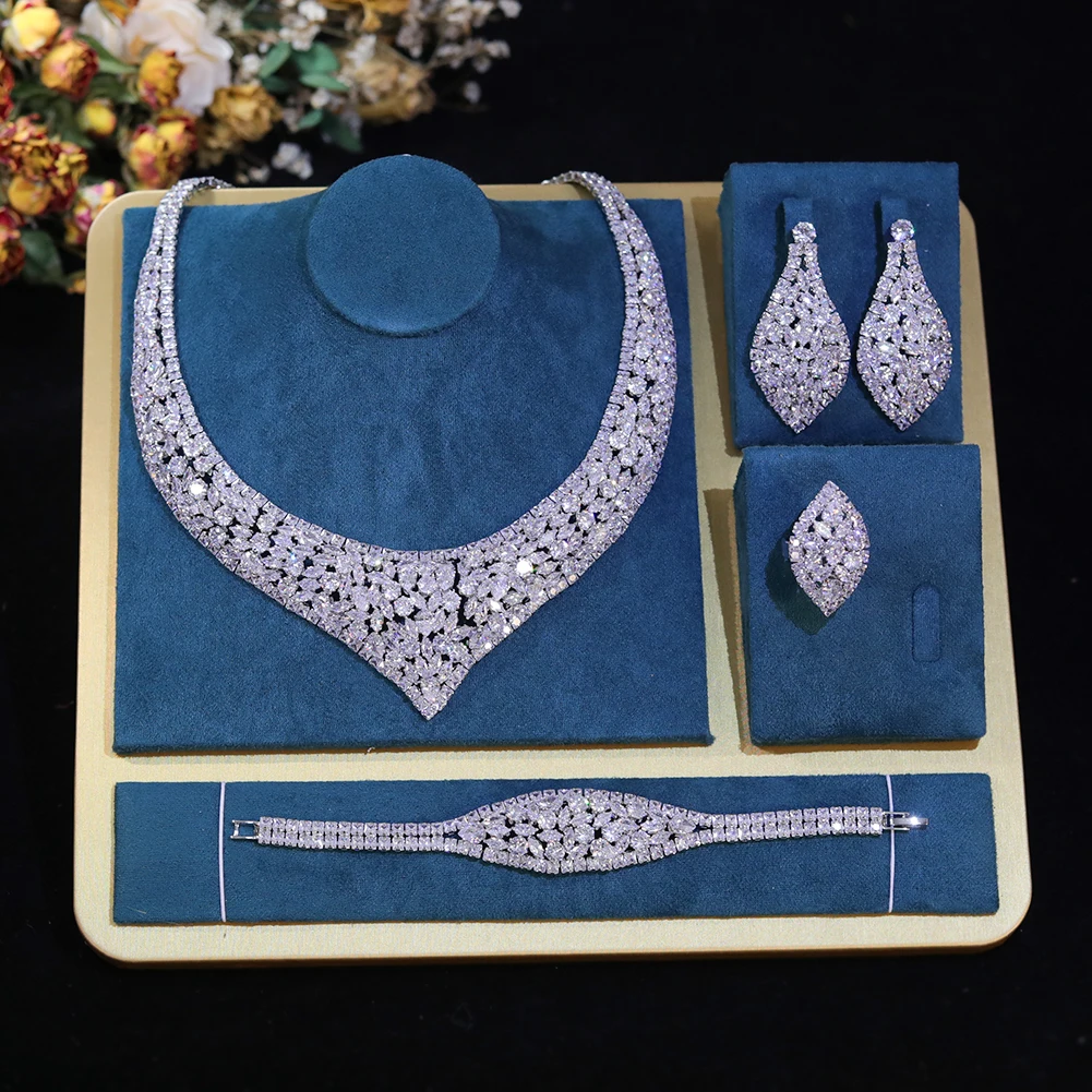 Luxury 4PCS Cubic Zirconia Water Drop White Color Jewelry Sets For Women Dubai Bridal Wedding Accessories Bijoux Femme
Luxury 4PCS Cubic Zirconia Water Drop White Color Jewelry Sets For Women Dubai Bridal Wedding Accessories Bijoux Femme