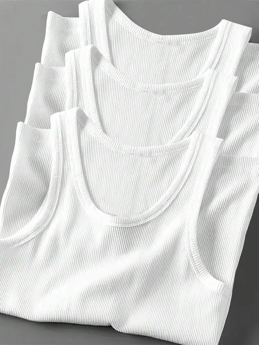 3 Pack Men Solid White Ribbed Round Neck Tank Tops Casual Gym Workout Undershirt
3 Pack Men Solid White Ribbed Round Neck Tank Tops Casual Gym Workout Undershirt