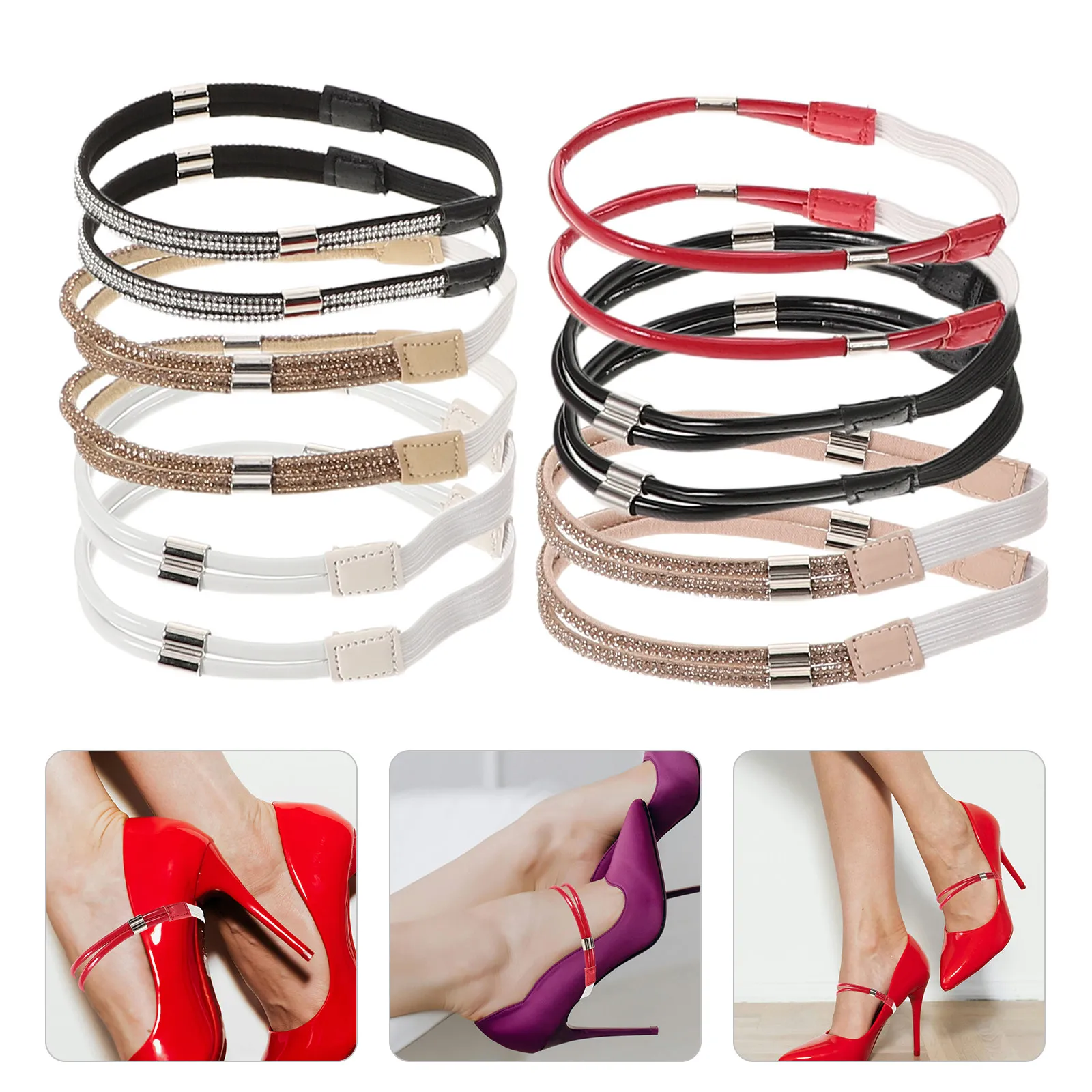 6Pairs Rhinestone Elastic High Heel Shoe Straps Detachable Anti-Loose Heel Strap Accessories for Women Formal Weddings Parties
6Pairs Rhinestone Elastic High Heel Shoe Straps Detachable Anti-Loose Heel Strap Accessories for Women Formal Weddings Parties