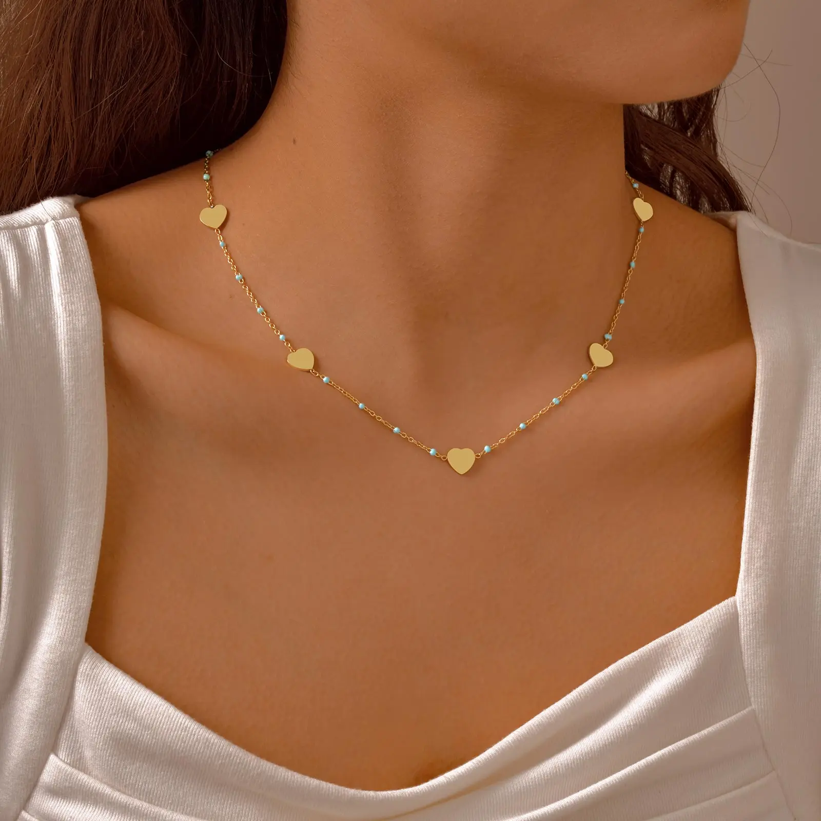 Stainless Steel Love Heart Pendant Necklace for Women 18K Gold Plated Beaded Chain Choker Necklace Luxury Birthday Jewelry Gift
Stainless Steel Love Heart Pendant Necklace for Women 18K Gold Plated Beaded Chain Choker Necklace Luxury Birthday Jewelry Gift