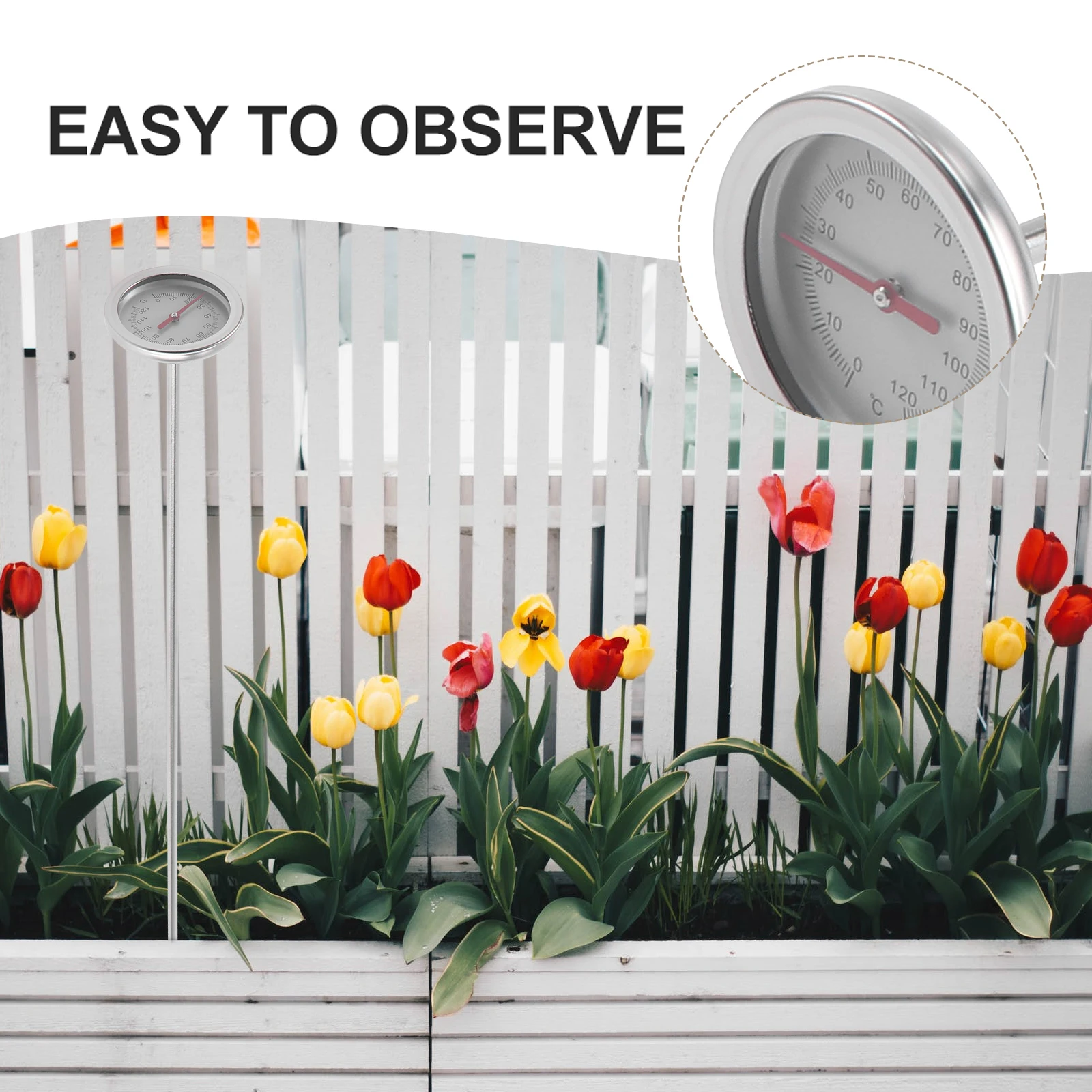 Soil Thermometer Stainless Steel Durable Safe Long Use Practical Gardening Tool Probe Structure Easy Insert Soil Home Gardening
Soil Thermometer Stainless Steel Durable Safe Long Use Practical Gardening Tool Probe Structure Easy Insert Soil Home Gardening