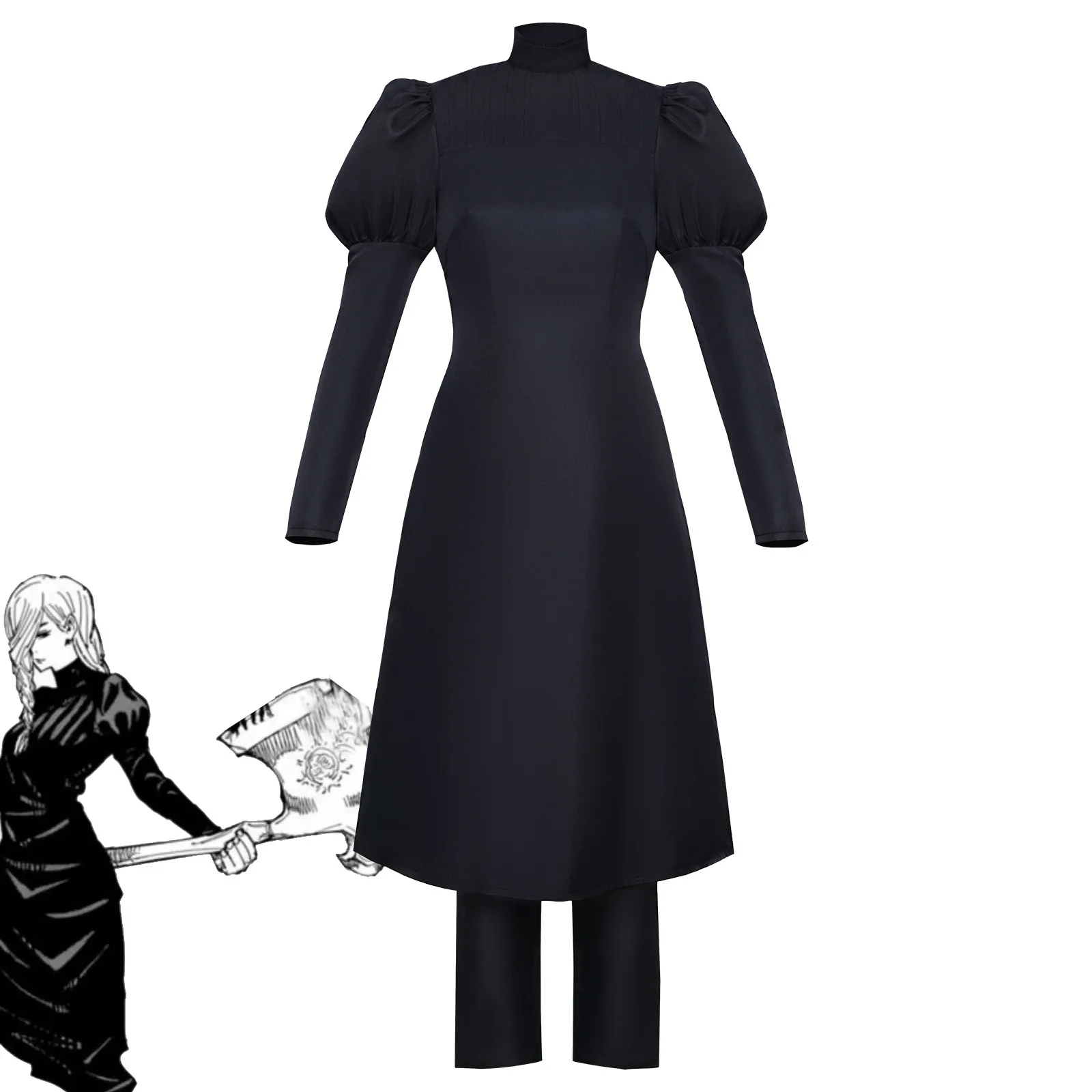 Jujutsu Kaisen Mei Mei Cosplay Costume Stand Collar Puff Sleeve Midi Dress Pants Set for Women Anime Expo Halloween Party Outfit
Jujutsu Kaisen Mei Mei Cosplay Costume Stand Collar Puff Sleeve Midi Dress Pants Set for Women Anime Expo Halloween Party Outfit