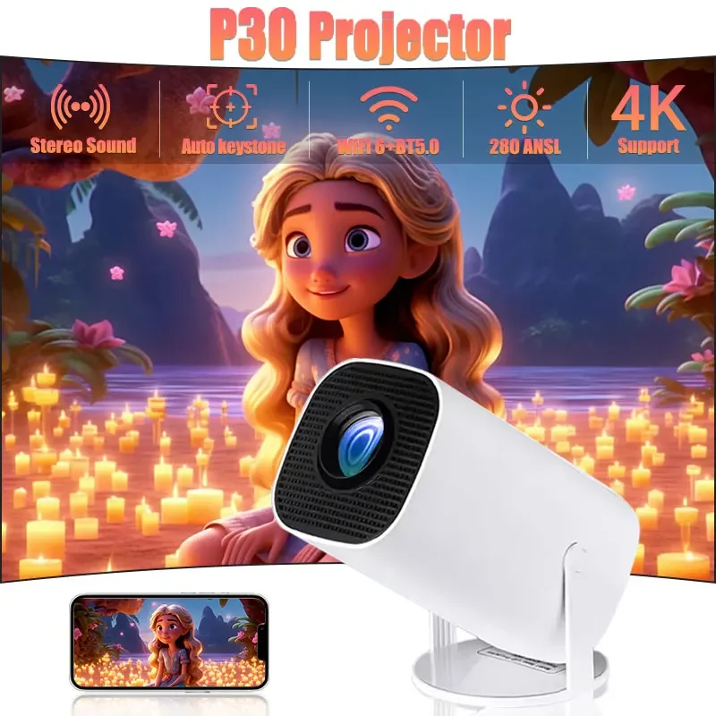 4K 1080P Video P30 Mini Smart Projector Android WiFi 6 Technology 1280x720P Native Resolution Portable Home Entertainment
4K 1080P Video P30 Mini Smart Projector Android WiFi 6 Technology 1280x720P Native Resolution Portable Home Entertainment