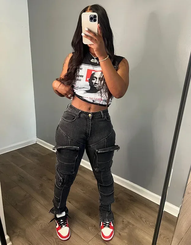 Women Fashion Multi Pocket Zipper Elastic Pencil Jeans 2023 Autumn Winter Skinny Denim Trousers Y2K Causal Hip Hop Streetwear
Women Fashion Multi Pocket Zipper Elastic Pencil Jeans 2023 Autumn Winter Skinny Denim Trousers Y2K Causal Hip Hop Streetwear