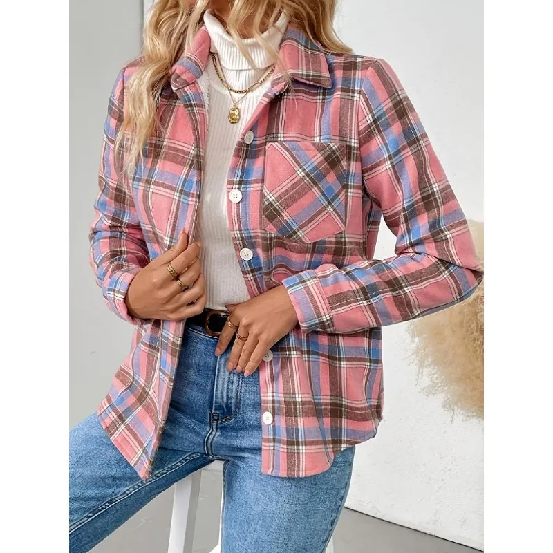1pcs Ladies' Fleece Warm Button Lapel Pocket Checkered Casual Shirt, Autumn and Winter Coat,Checkered Shirt Collar Top
1pcs Ladies' Fleece Warm Button Lapel Pocket Checkered Casual Shirt, Autumn and Winter Coat,Checkered Shirt Collar Top