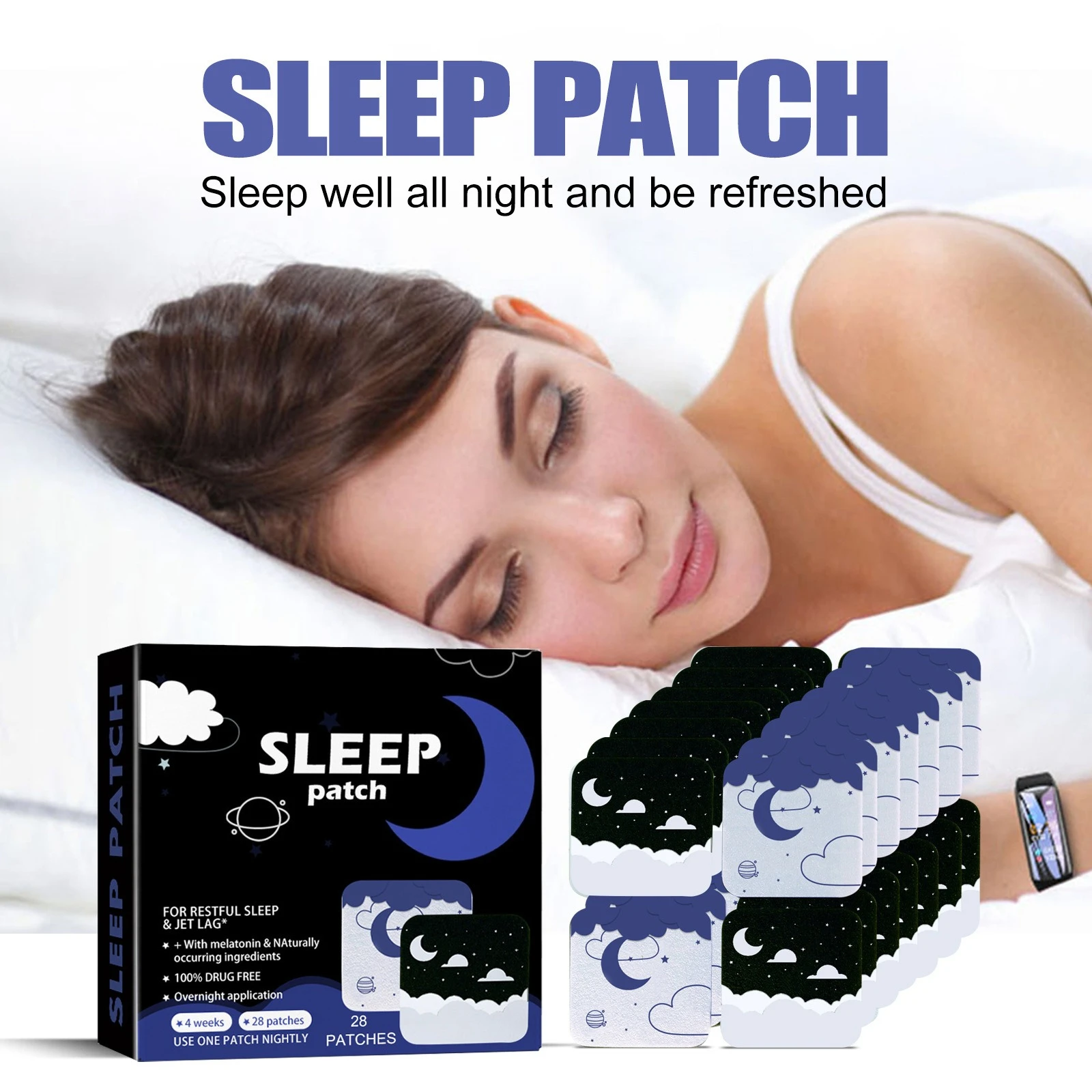 28Pcs Improve Sleep Quality Stickers Herbal Medical Improve Insomnia Stickers Sleeping Patches Relieve Stress Anxiety 
28Pcs Improve Sleep Quality Stickers Herbal Medical Improve Insomnia Stickers Sleeping Patches Relieve Stress Anxiety